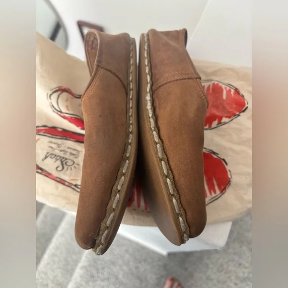 Sabah Brown Leather Slip-On Shoes Size 39 - Picture 2 of 9